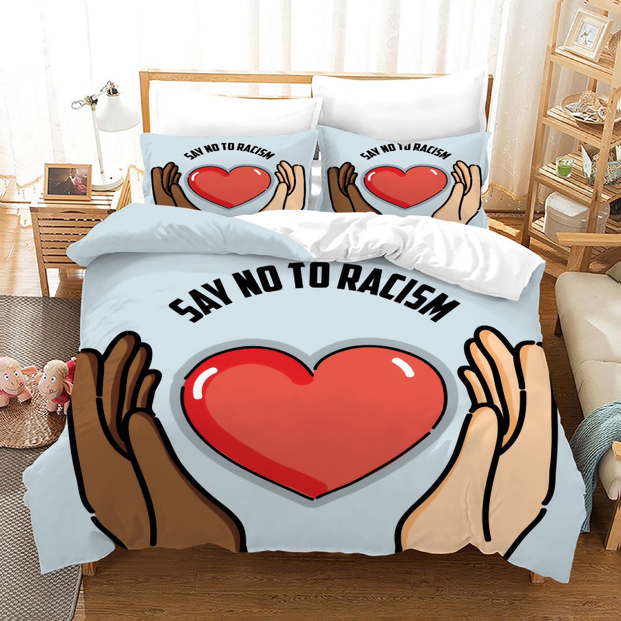 No To Racism Duvet Cover Quilt Cover Pillowcase Bedding Set Bed Linen Home Bedroom Decor
