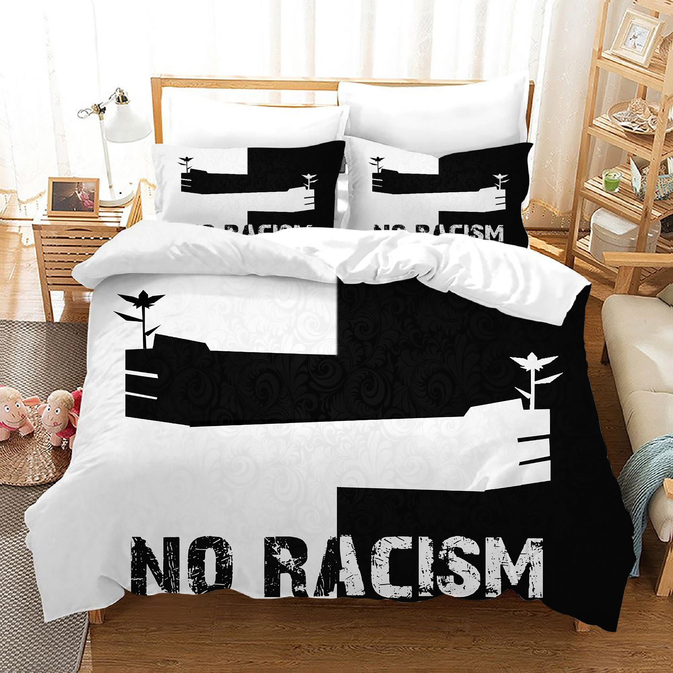 No To Racism Duvet Cover Quilt Cover Pillowcase Bedding Set Bed Linen Home Bedroom Decor