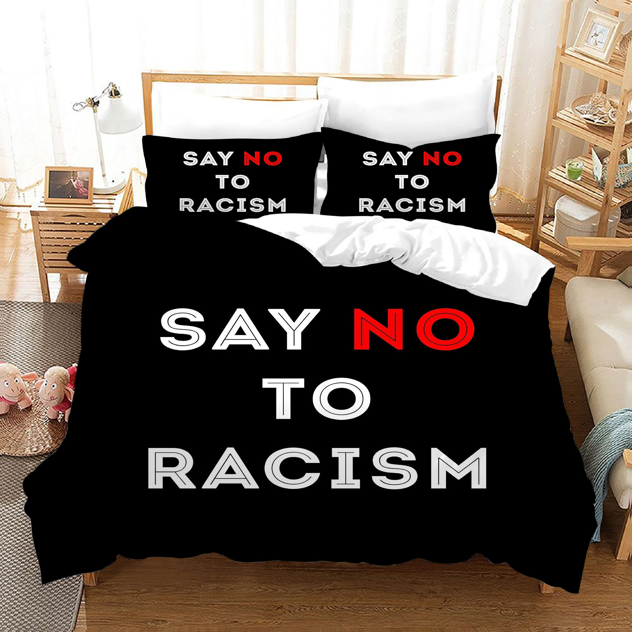 No To Racism Duvet Cover Quilt Cover Pillowcase Bedding Set Bed Linen Home Bedroom Decor