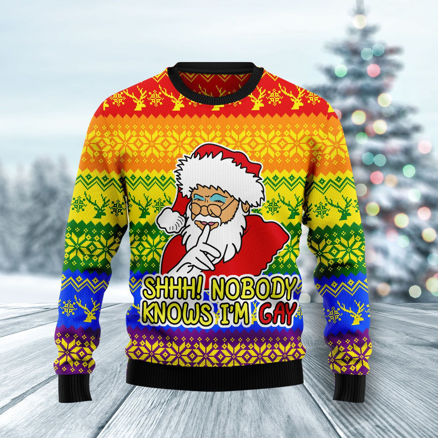 Nobody Knows Im Gay Ugly Christmas Sweater, Perfect Holiday Gift