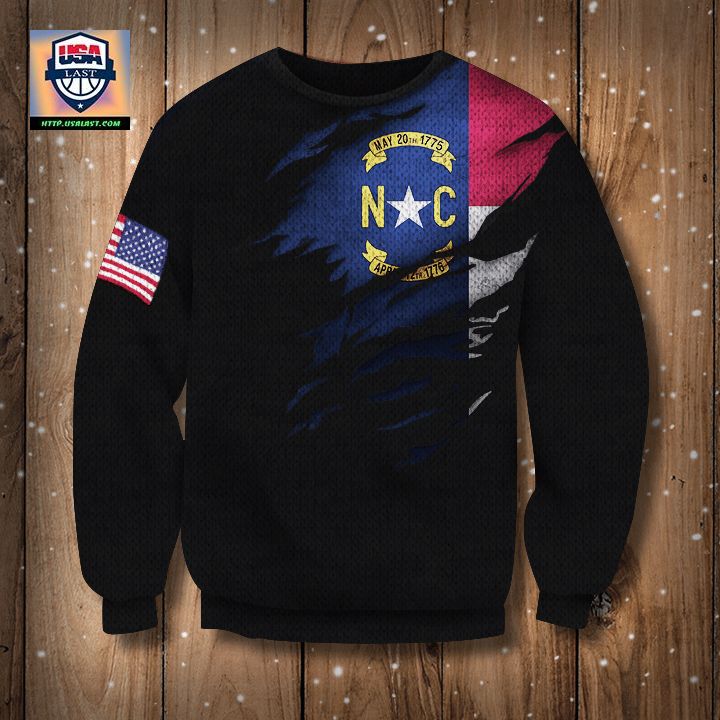 North Carolina American Flag Logo Sweater North Carolina State Pride Gift For Men