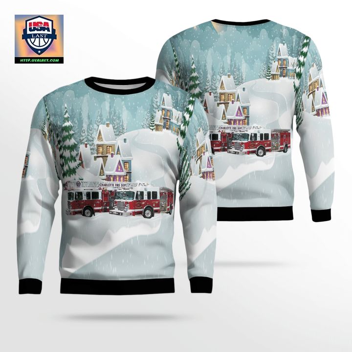 North Carolina Charlotte Fire Department Christmas Sweater 3D