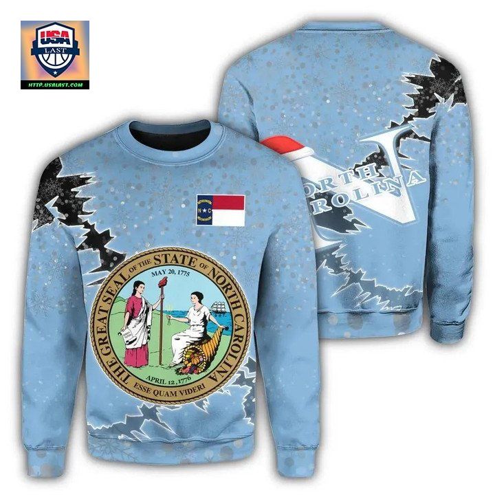 North Carolina Christmas Coat Of Arms Sweater X Style J78