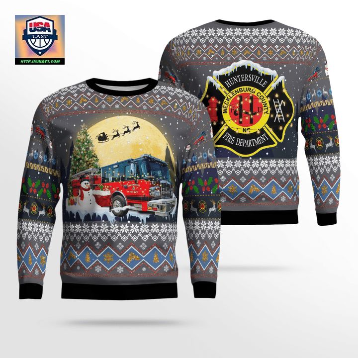 North Carolina Huntersville Fire Department Christmas AOP Sweater