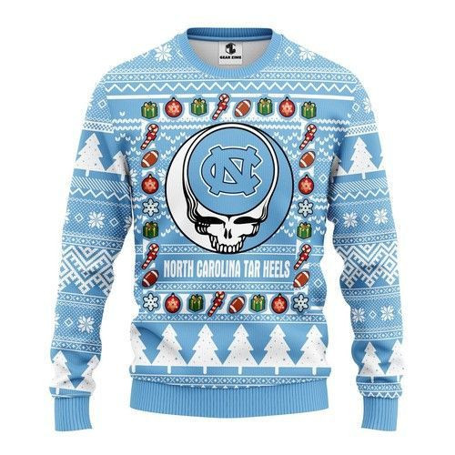 North Carolina Tar Heels Grateful Dead Ugly Christmas Sweater, Perfect Holiday Gift