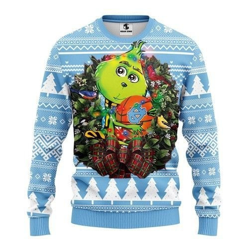 North Carolina Tar Heels Grinch Hug Ugly Christmas Sweater Perfect Holiday Gift