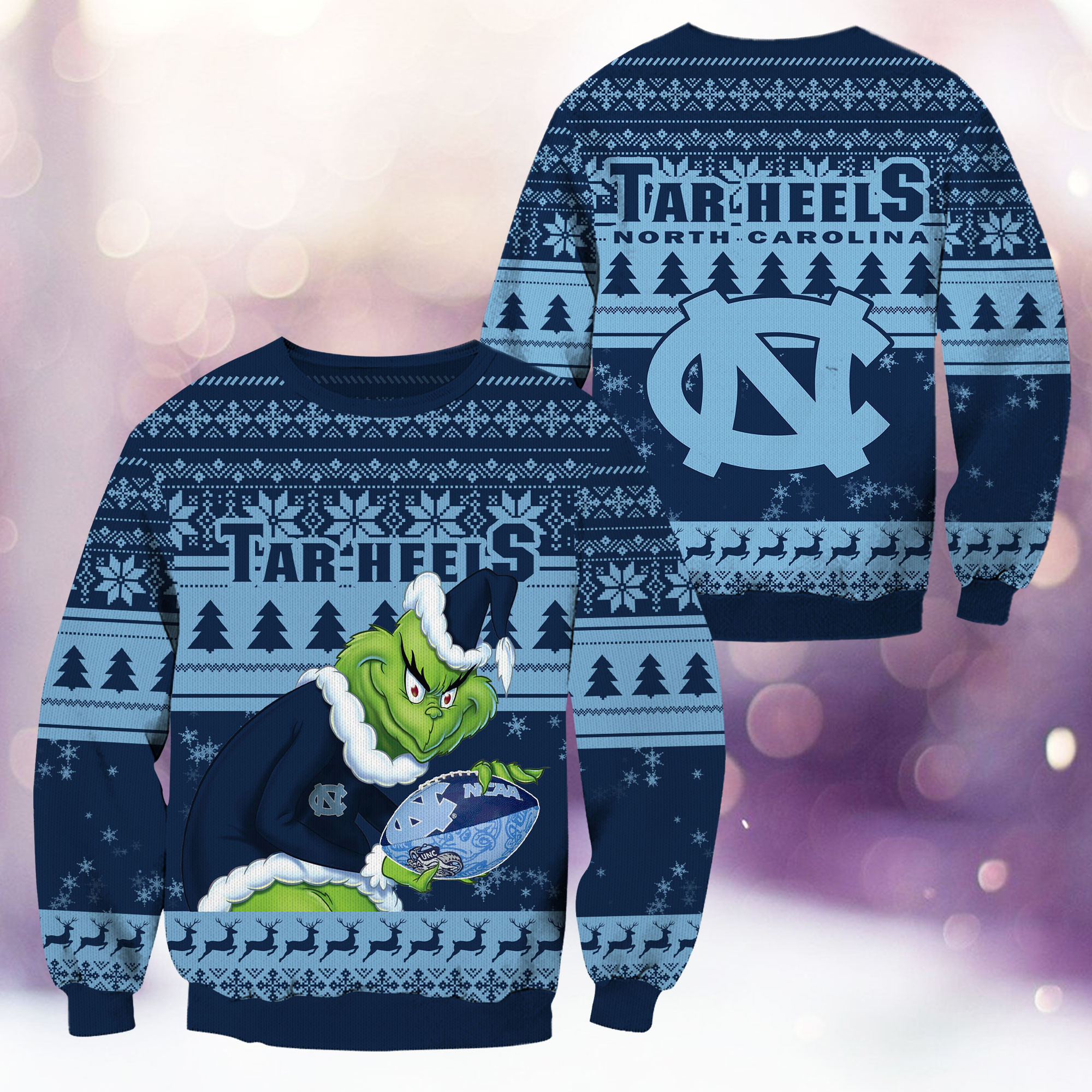 North Carolina Tar Heels Grinch Ugly Christmas Sweater,
