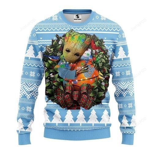 North Carolina Tar Heels Groot Hug Ugly Christmas Sweater,