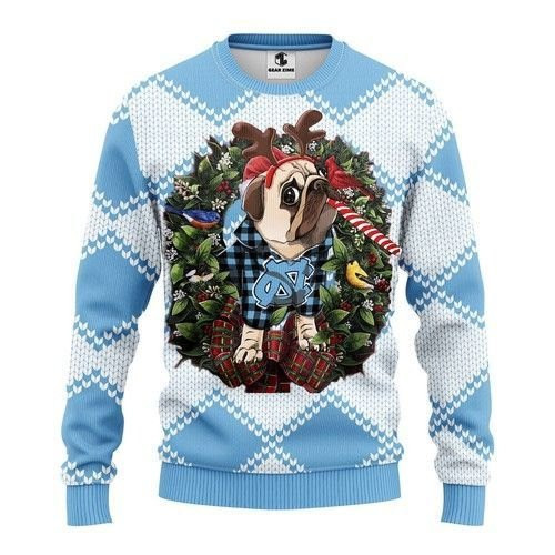 North Carolina Tar Heels Pug Dog Ugly Christmas Sweater,