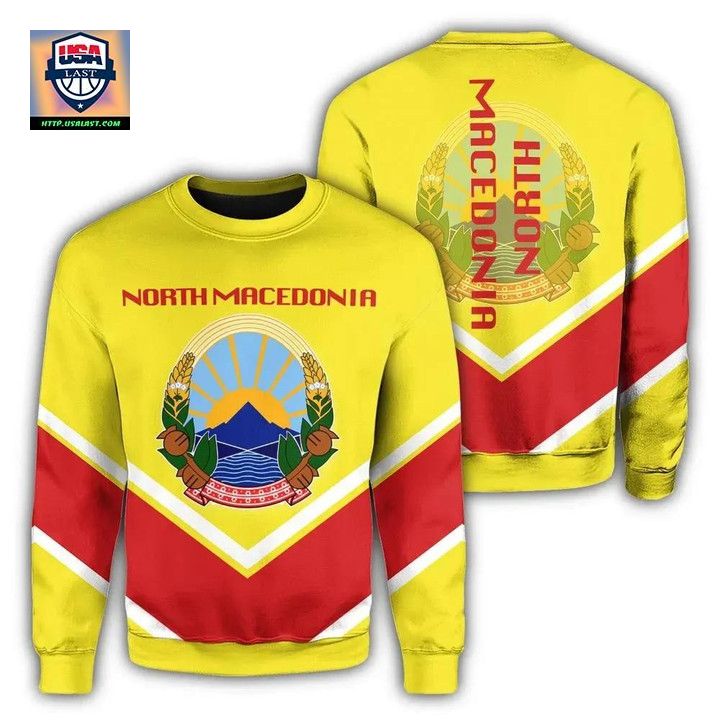 North Macedonia Coat Of Arms Sweater Lucian Style J5W