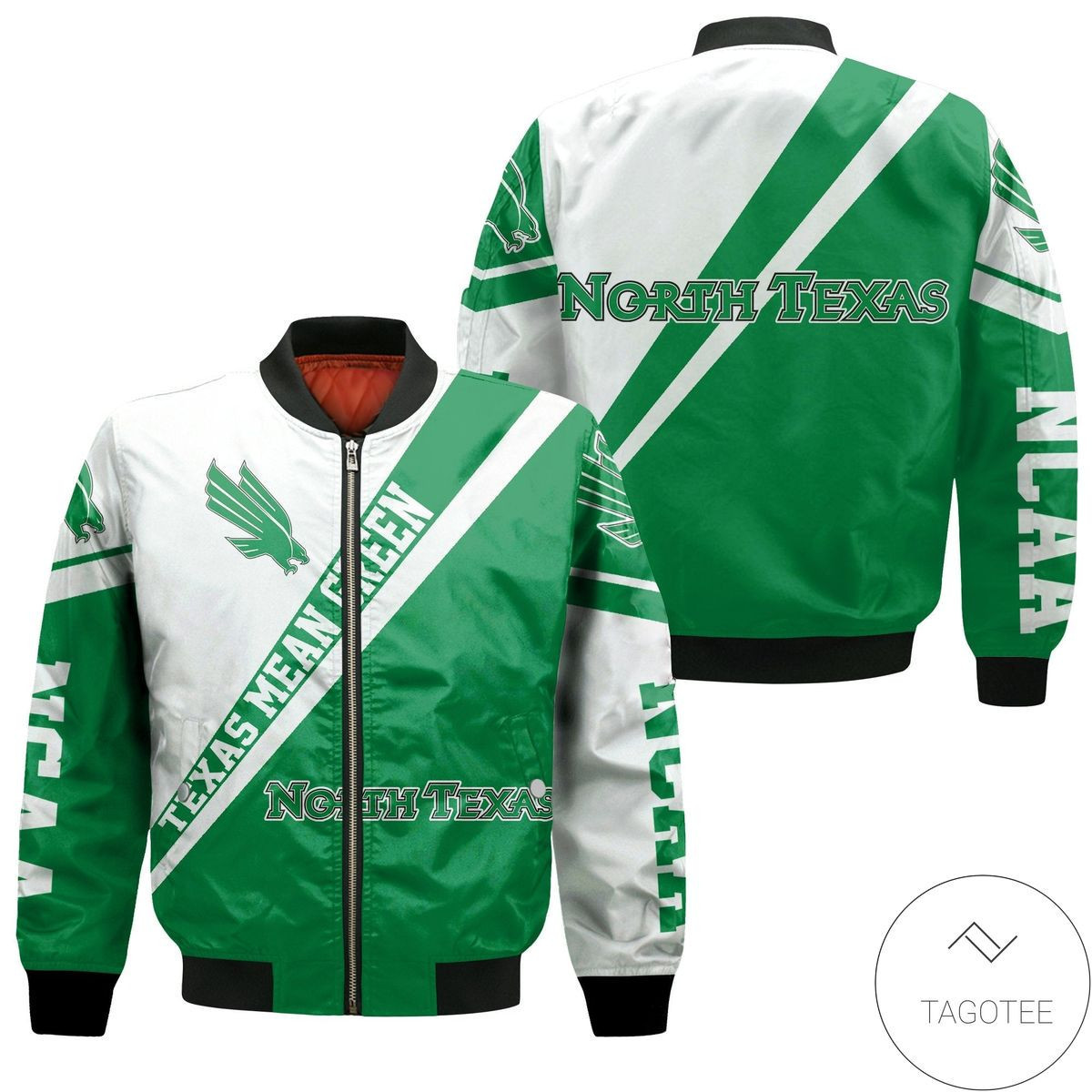 North Texas Mean Green Logo Bomber Jacket | NCAA College Team Jacket for Men & Women | Sports Fan Gift