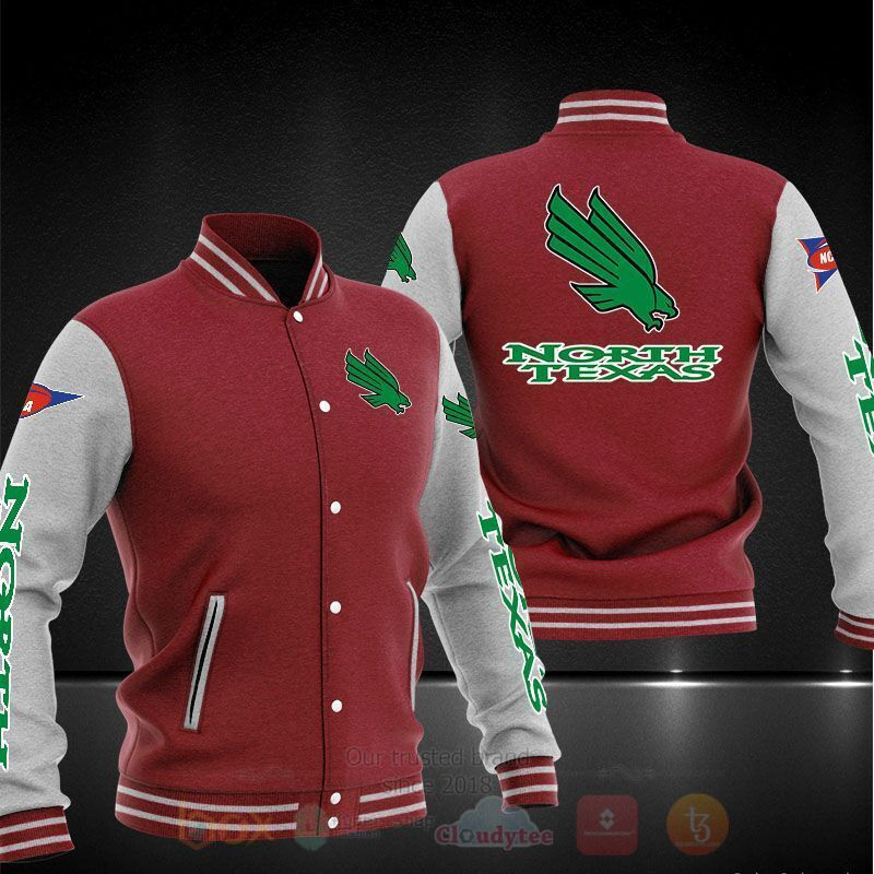 North Texas Mean Green Maroon White Varsity Baseball Jacket for Men & Women | NCAA Team Fan Gift