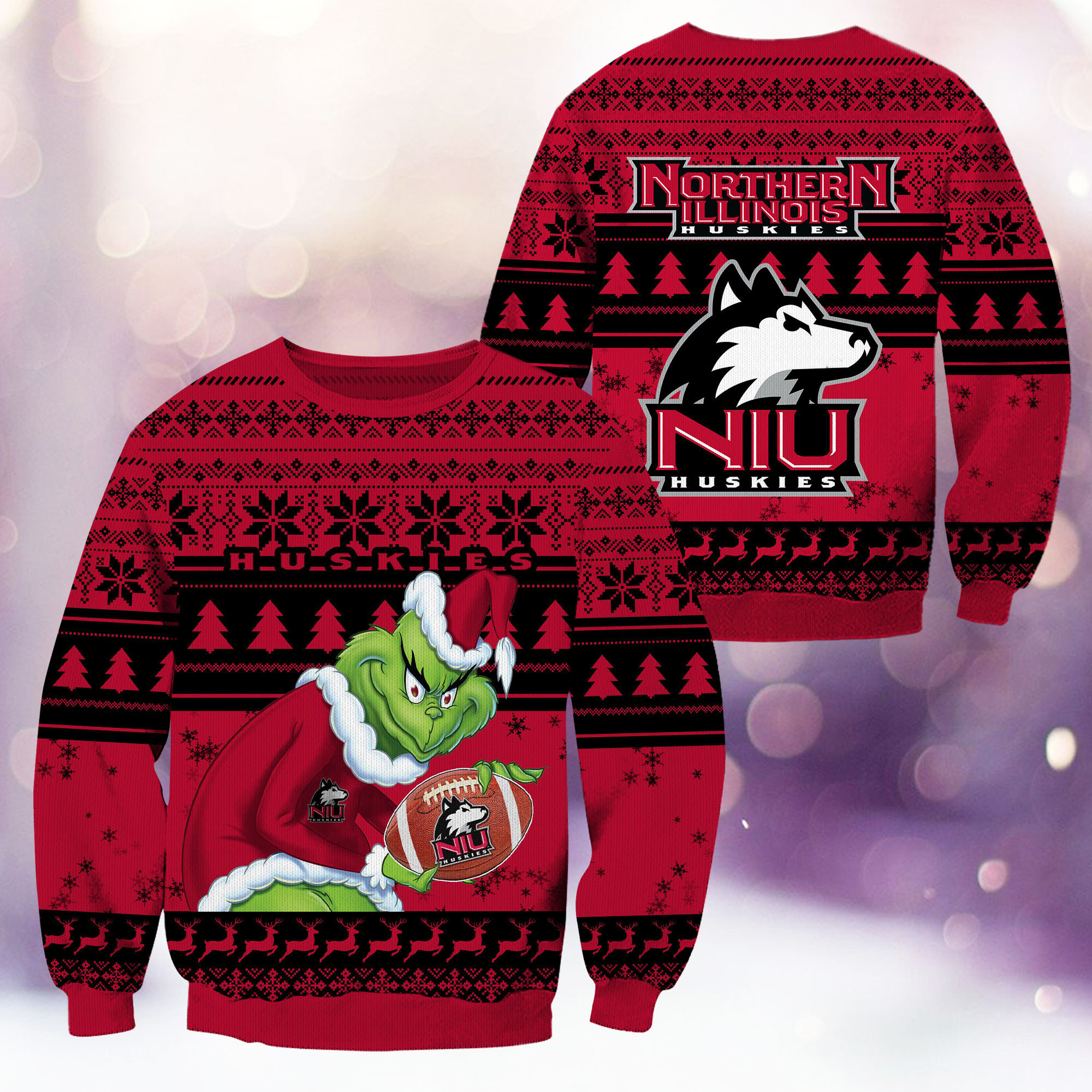 Northern Illinois Huskies Grinch Ugly Christmas Sweater,