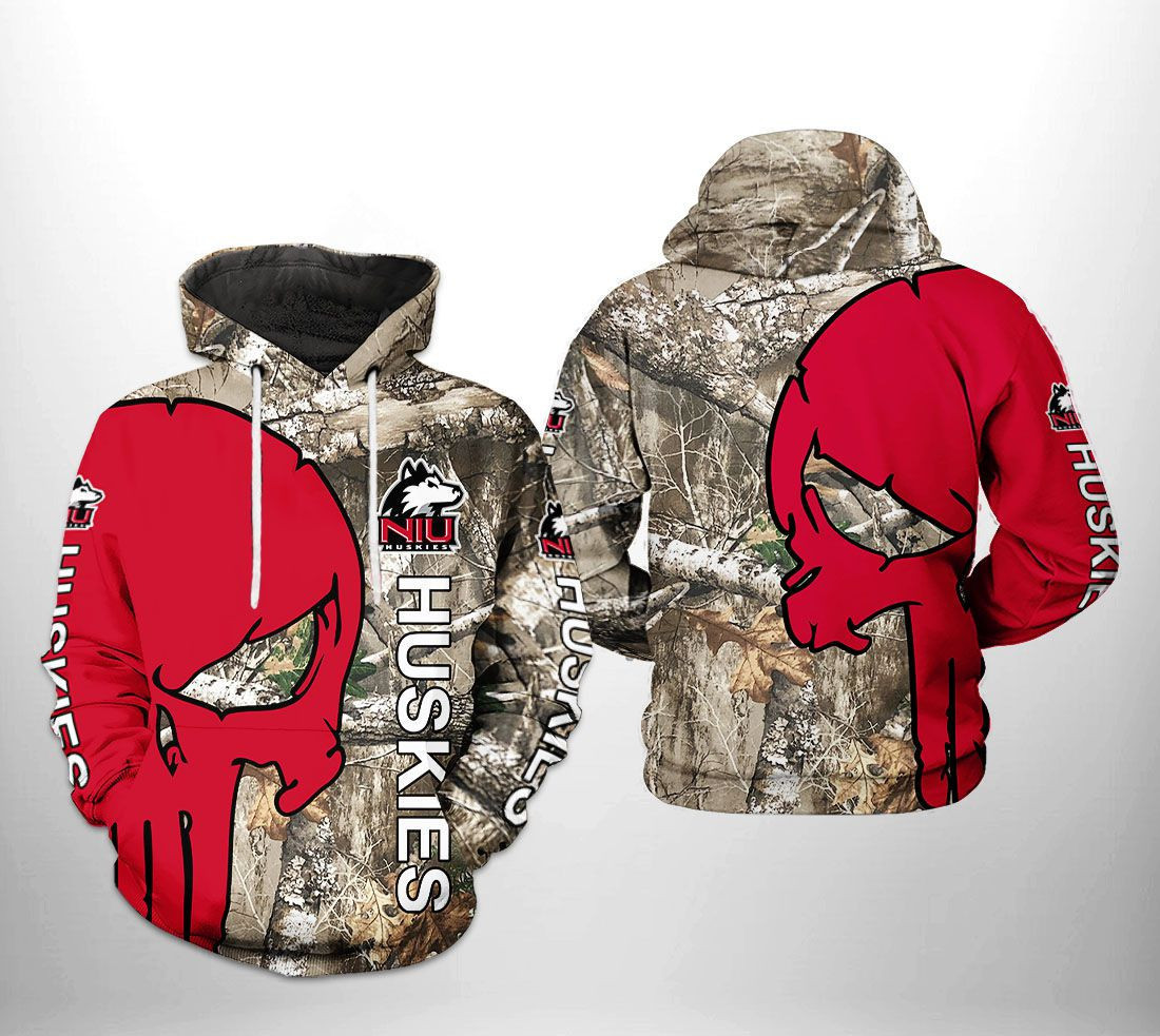 Northern Illinois Huskies NCAA Camo Veteran Hunting 3D All Over Print Hoodie & Zip Hoodie