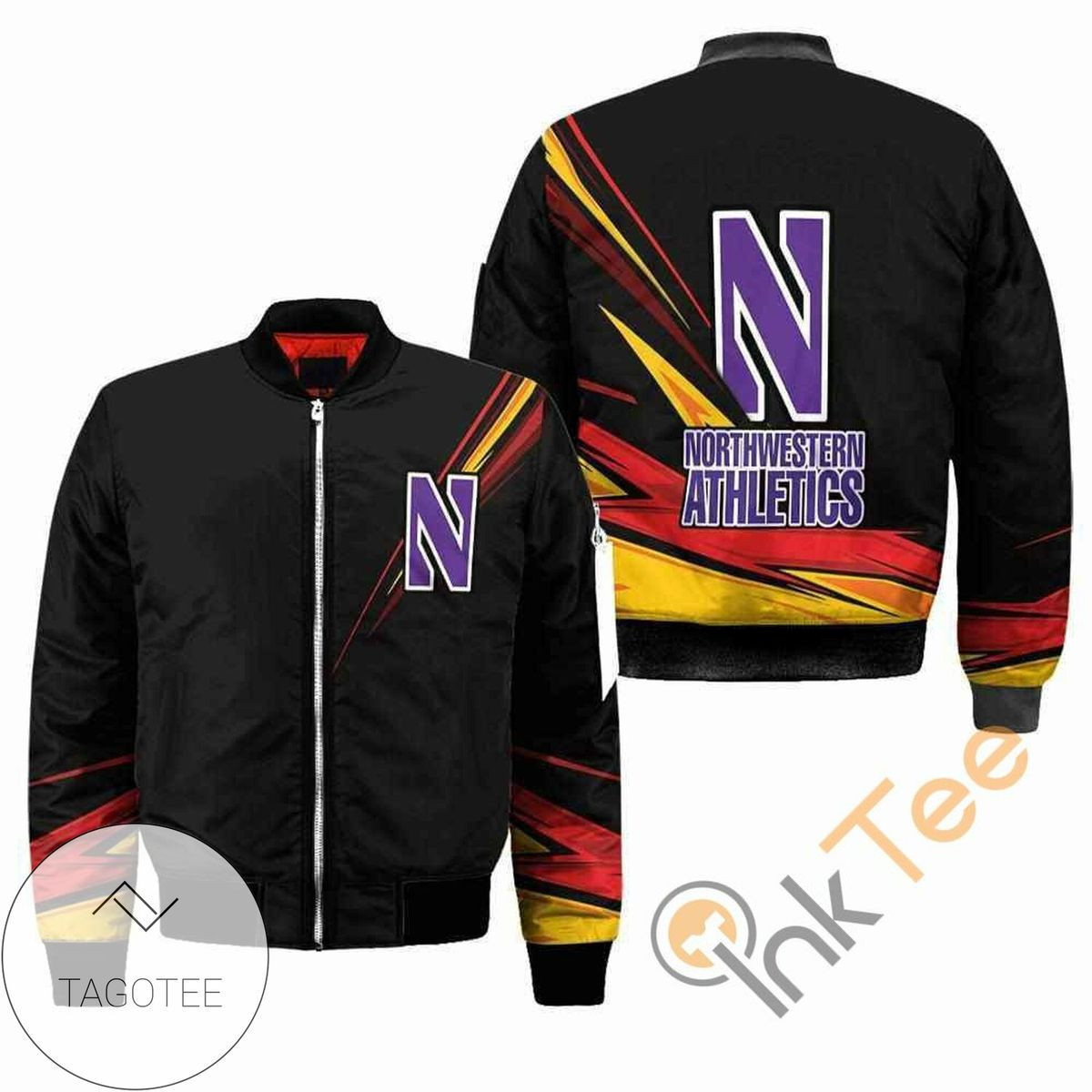 Northwestern Wildcats Black Apparel Bomber Jacket | NCAA College Team Jacket for Men & Women | Sports Fan Gift