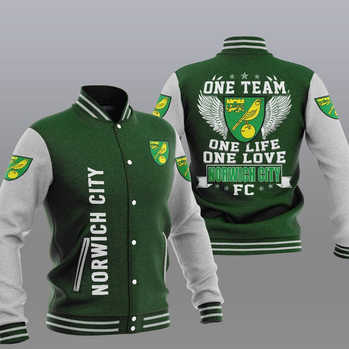 Norwich City Green One Team Varsity Baseball Jacket for Men & Women | Soccer Team Fan Gift