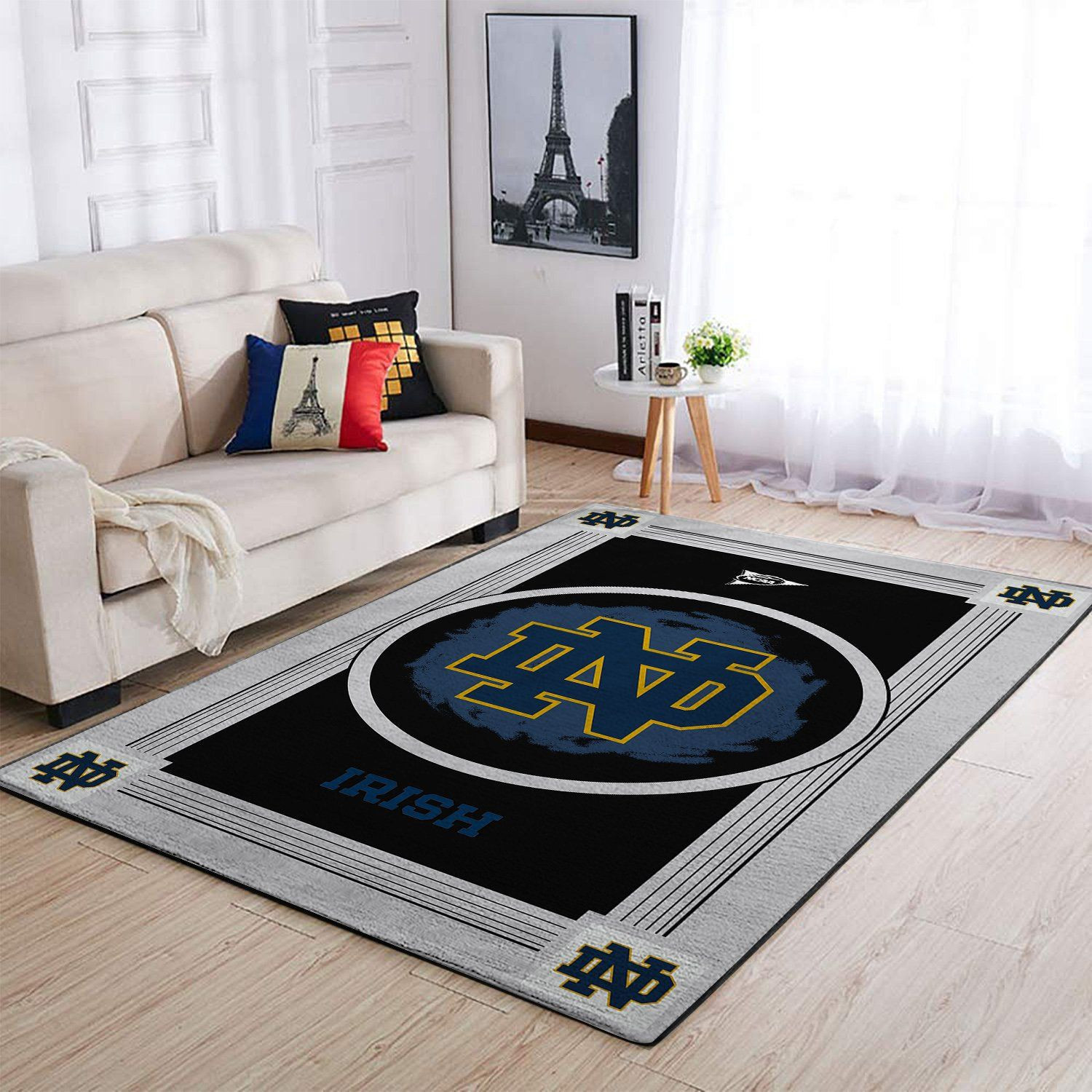 Notre Dame Fighting Irish Team Logo Nice Gift Rectangle Area Rug – Full Print Carpet For Living Room & Bedroom Home Decor