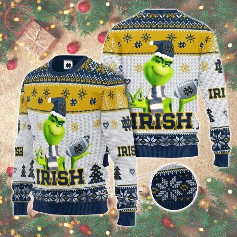 Notre Dame Fighting Irish The Grinch Ugly Christmas Sweater, Perfect Holiday Gift