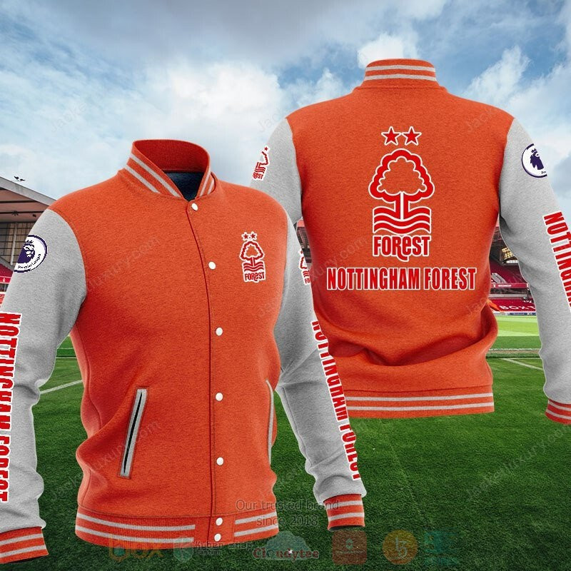 Nottingham Forest Orange Grey Varsity Baseball Jacket for Men & Women | Soccer Team Fan Gift