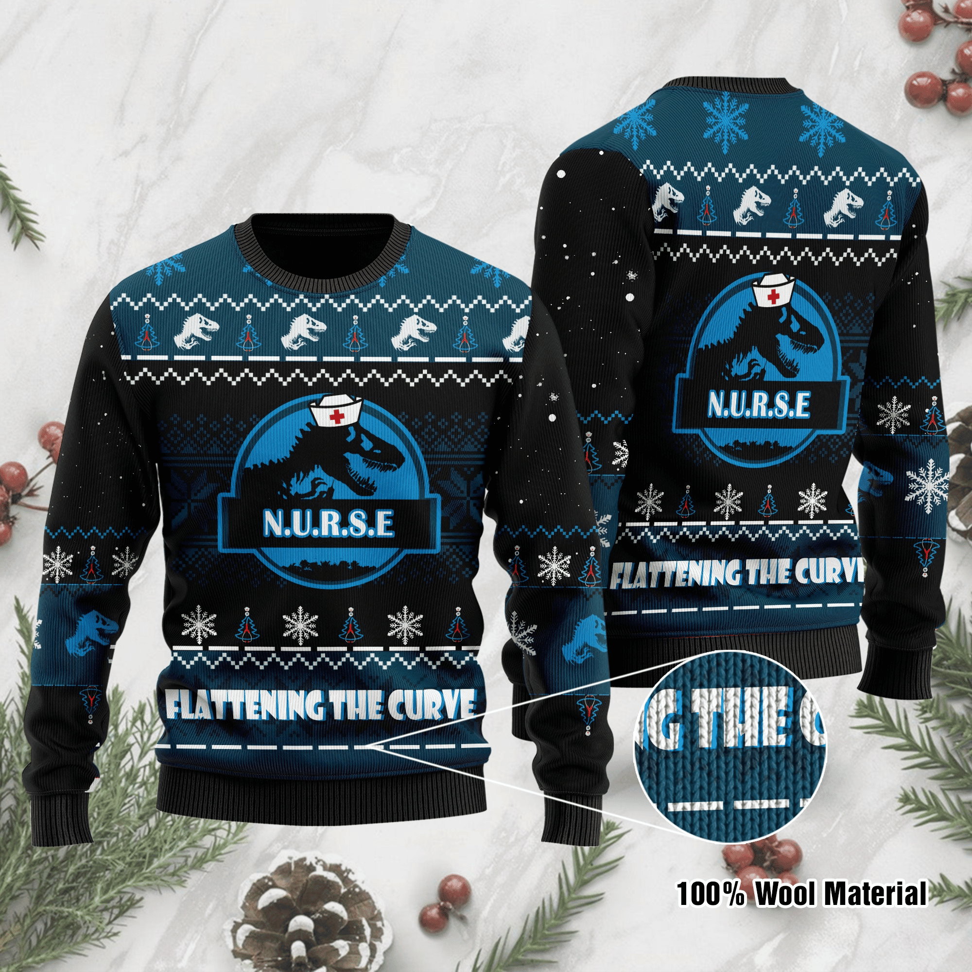 Nurse Dinosaur Ugly Christmas Sweater, Perfect Holiday Gift