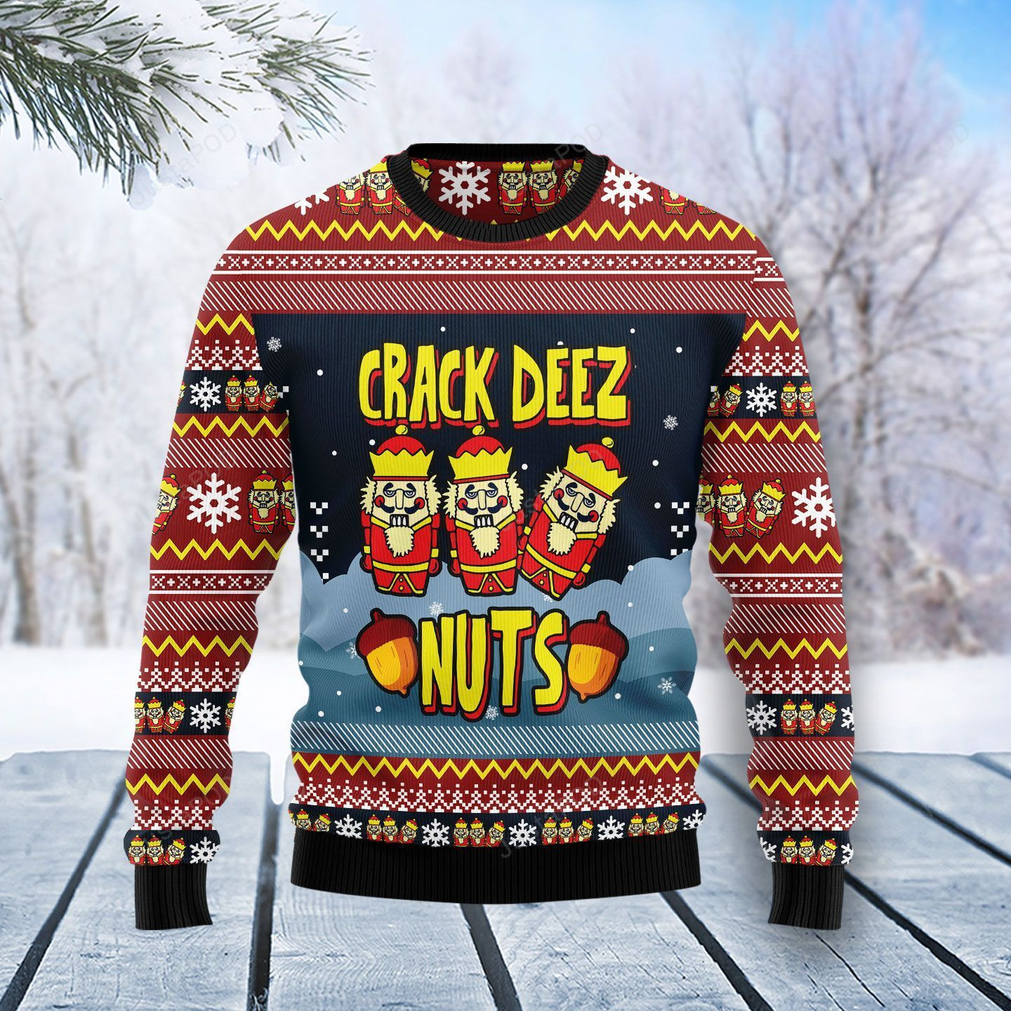 Nutcracker Crack Deez Nuts Ugly Christmas Sweater, Perfect Holiday Gift