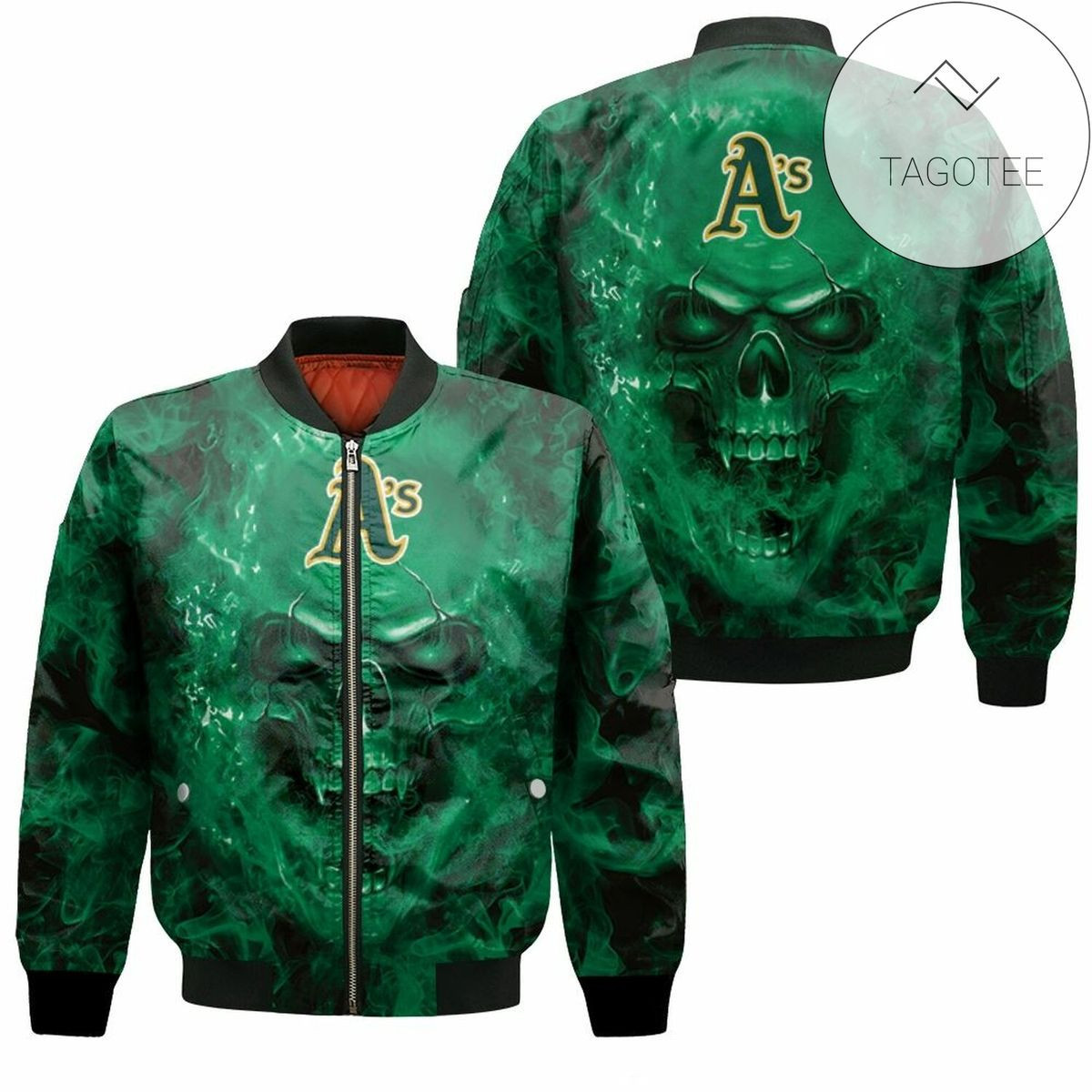 Oakland Athletics Fans Skull Bomber Jacket | MLB Team Jacket for Men & Women | Baseball Fan Gift