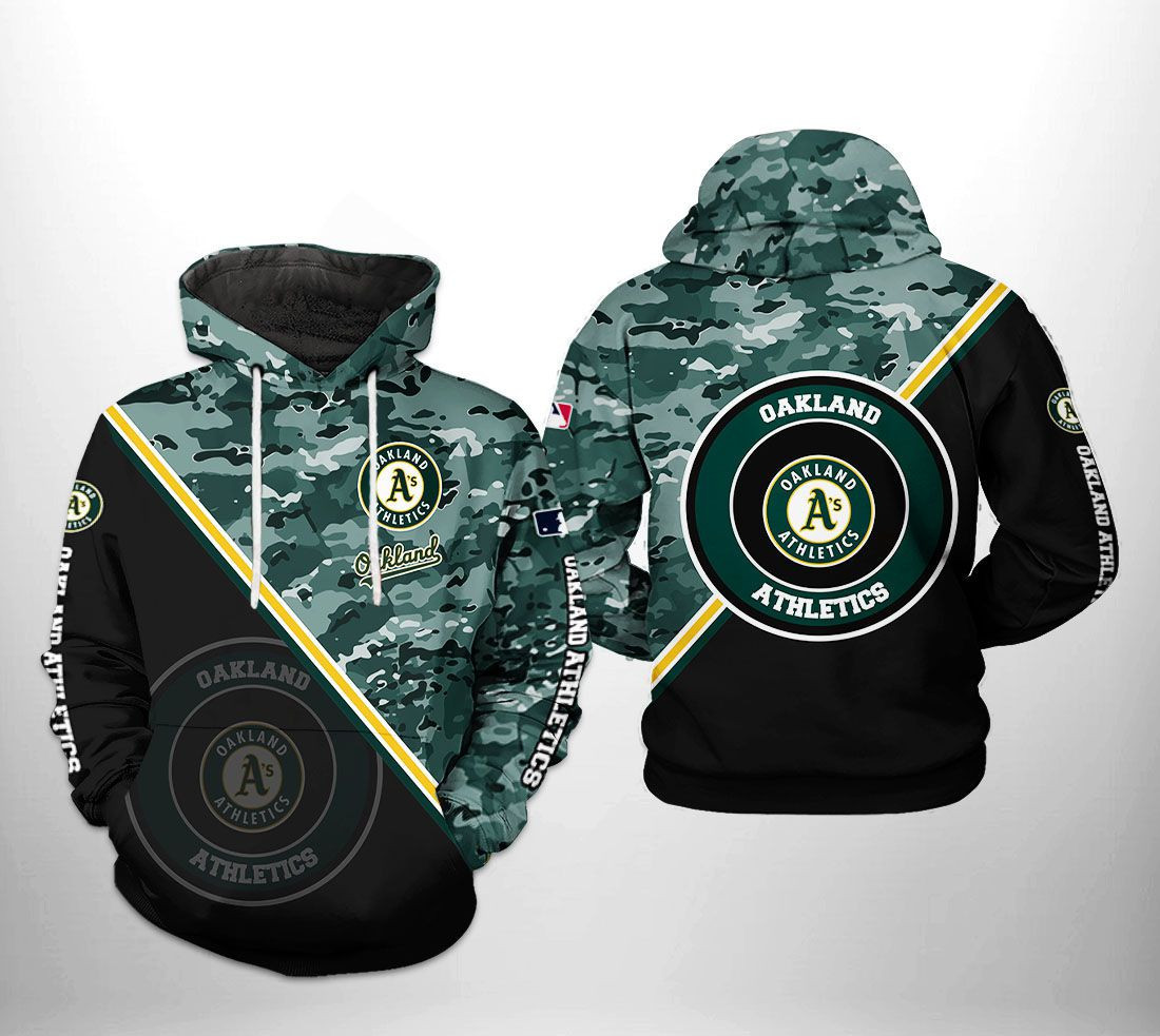 Oakland Athletics MLB Camo Team 3D All Over Print Hoodie & Zip Hoodie