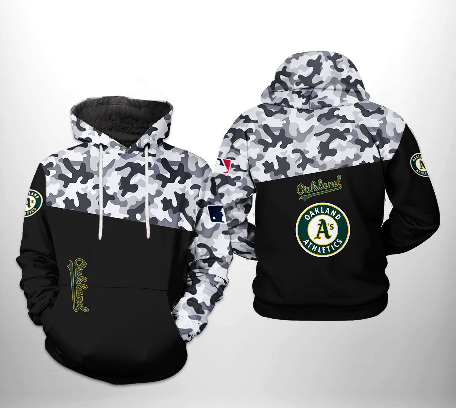Oakland Athletics MLB Camo Veteran 3D All Over Print Hoodie & Zip Hoodie