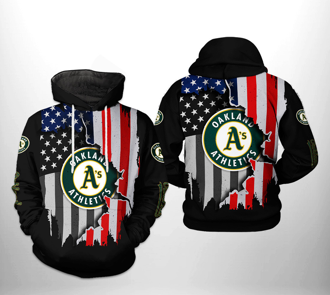 Oakland Athletics MLB US Flag 3D All Over Print Hoodie & Zip Hoodie