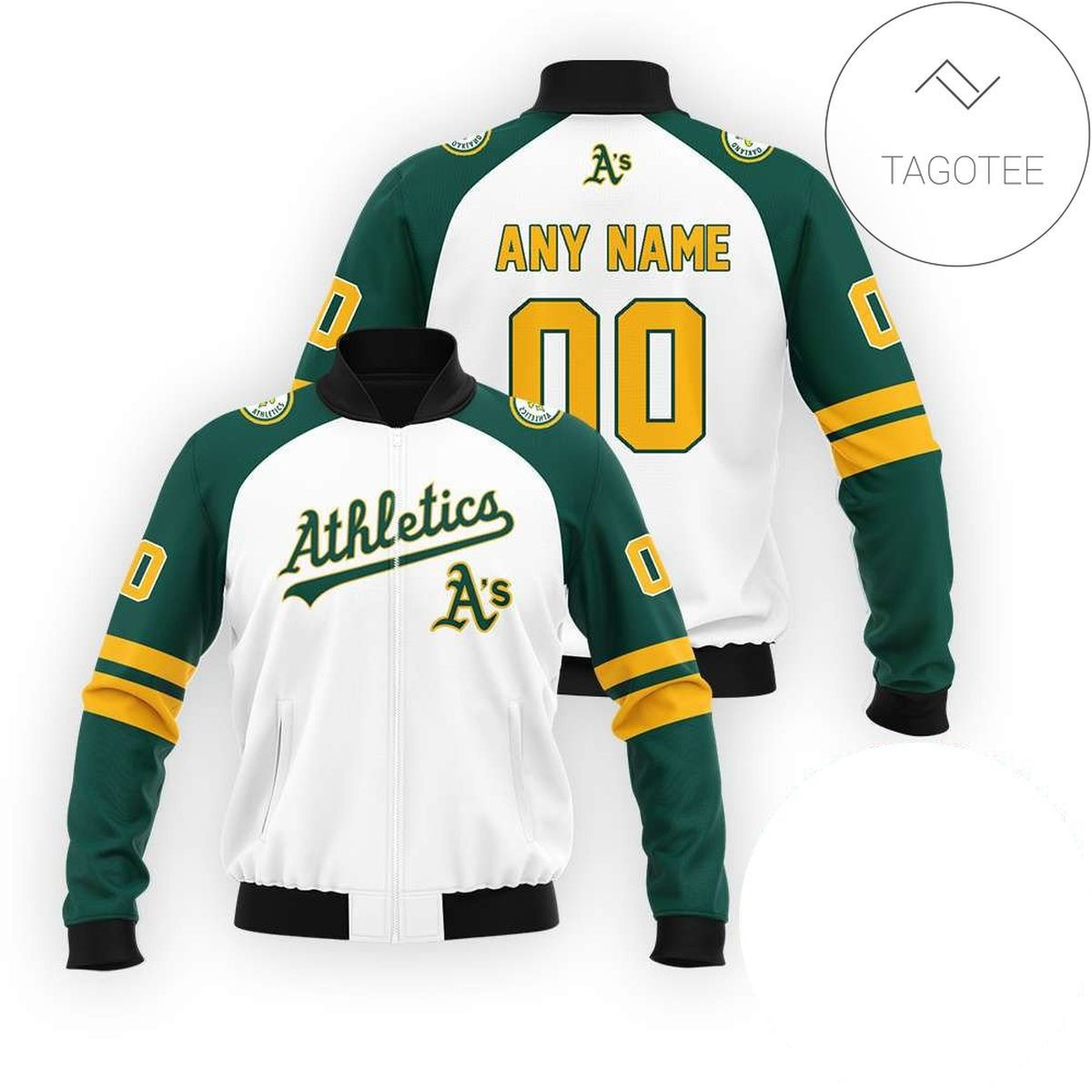 Oakland Athletics Personalized Name Number White Bomber Jacket | MLB Team Jacket for Men & Women | Baseball Fan Gift