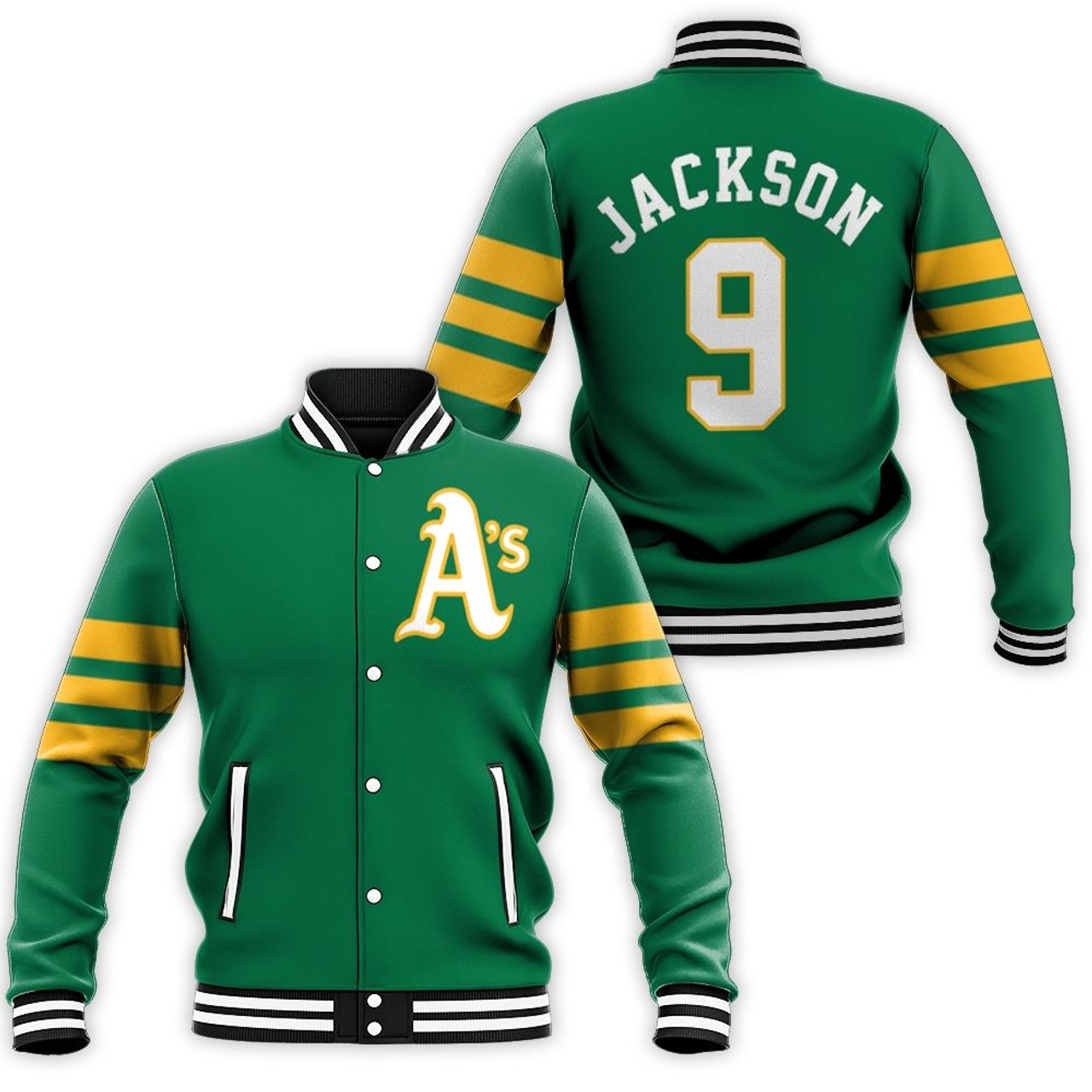 Oakland Athletics Reggie Jackson 9 Varsity Baseball Jacket for Men & Women | MLB Team Fan Gift