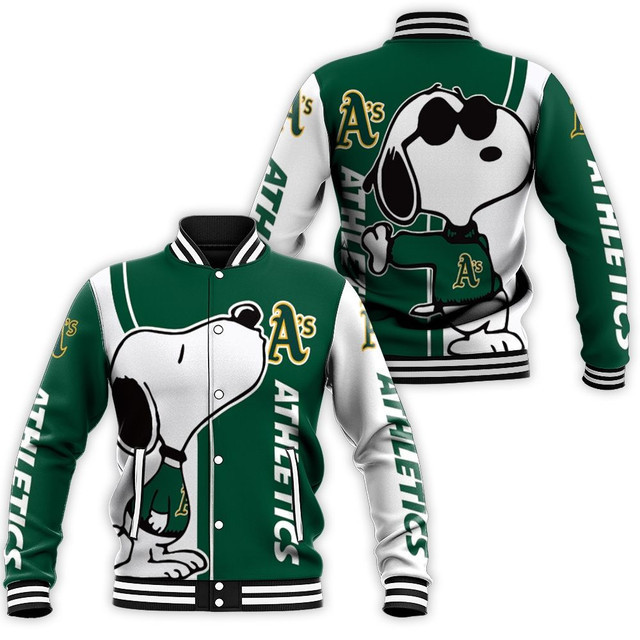 Oakland Athletics Snoopy Baseball Jacket for Men & Women | MLB Fan Gift