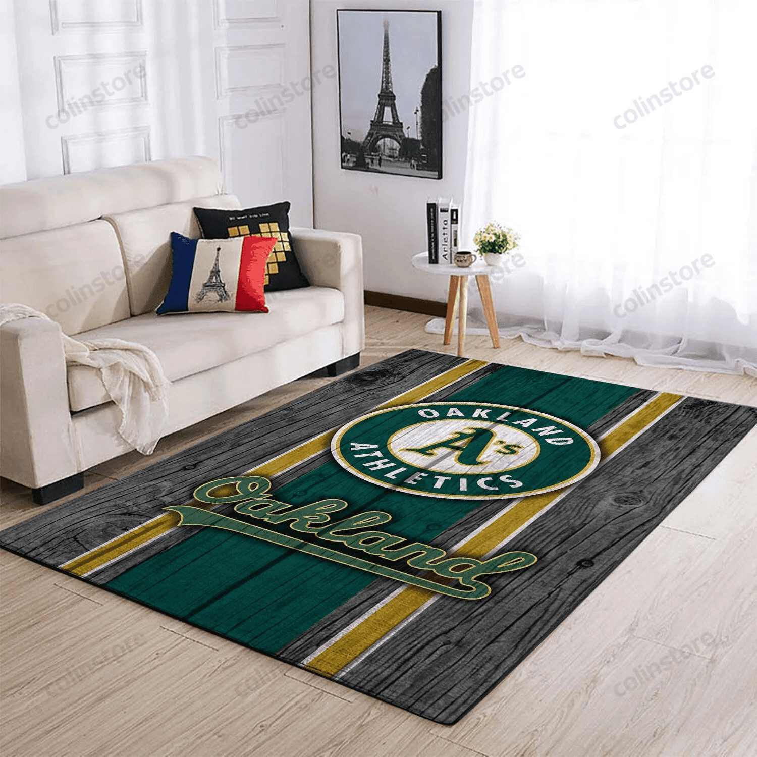 Oakland Athletics Team Logo Rectangle Area Rug – Full Print Carpet For Living Room & Bedroom Home Decor