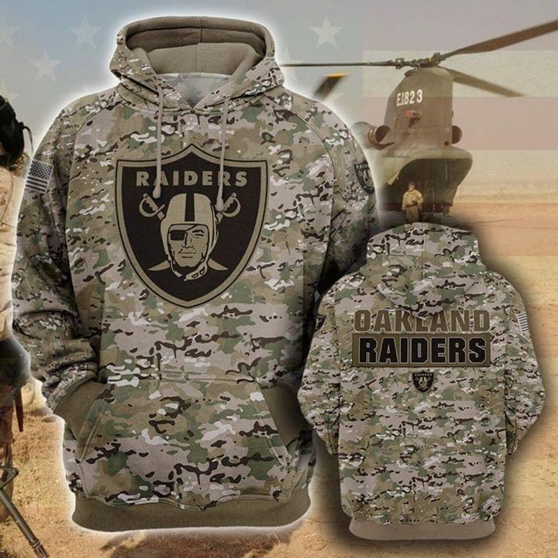 Oakland Raiders Camo 3D All Over Print Hoodie & Zip Hoodie