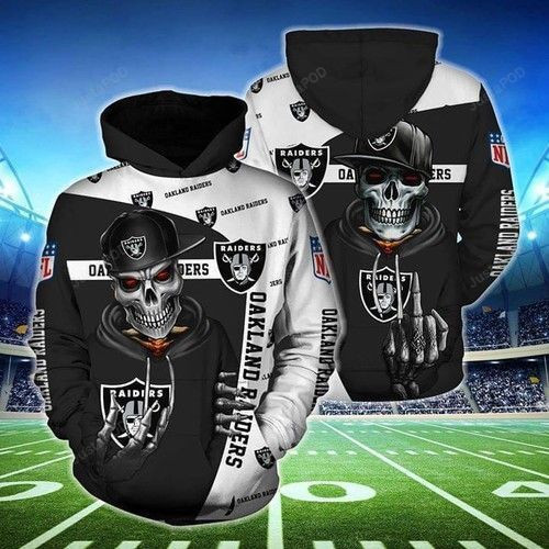Oakland Raiders Hip Hop Skull 3D All Over Print Hoodie & Zip Hoodie