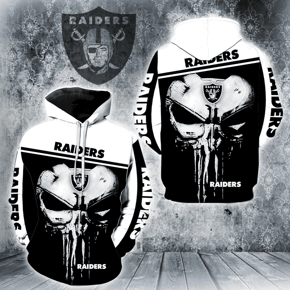 Oakland Raiders Punisher 3D All Over Print Hoodie & Zip Hoodie