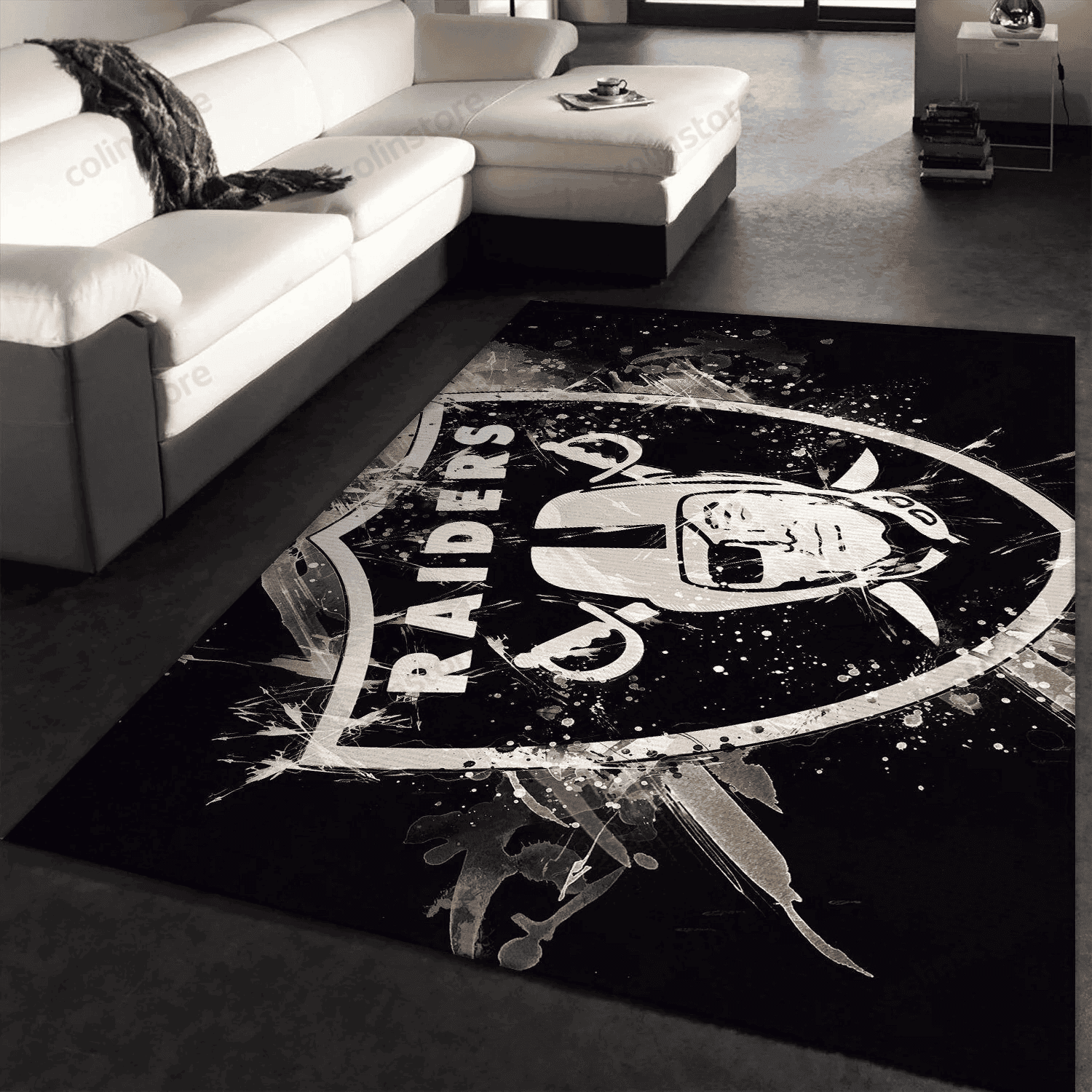 Oakland Raiders Rectangle Area Rug – Full Print Carpet For Living Room & Bedroom Home Decor