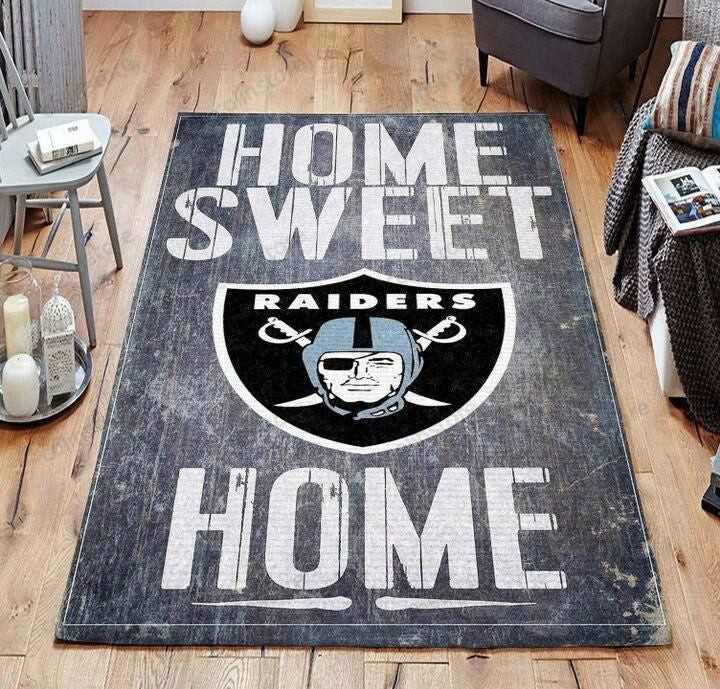 Oakland Raiders Rectangle Area Rug – Full Print Carpet For Living Room & Bedroom Home Decor