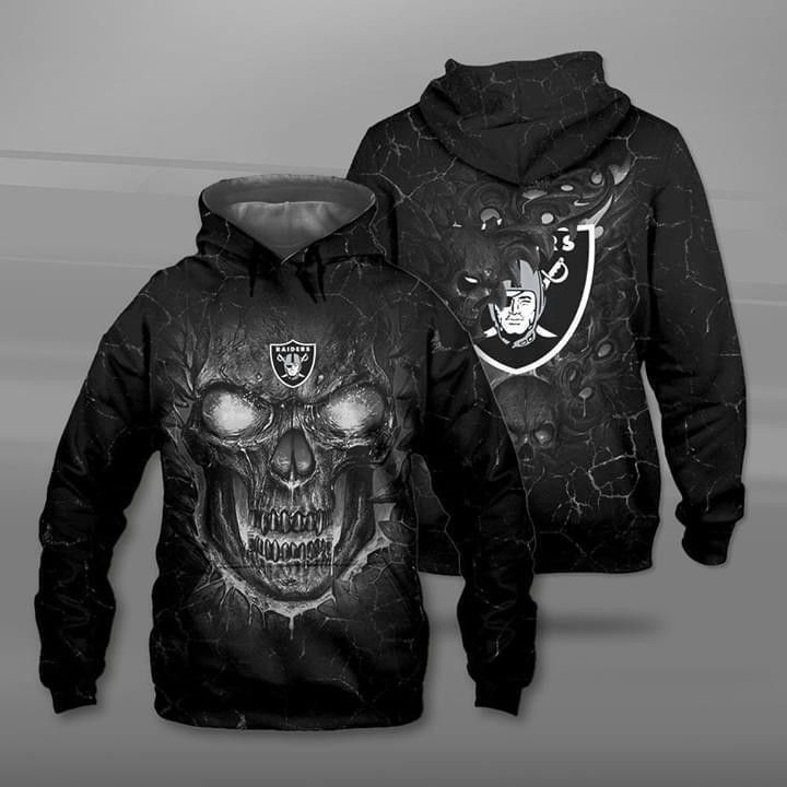 Oakland Raiders Skull 3D All Over Print Hoodie & Zip Hoodie