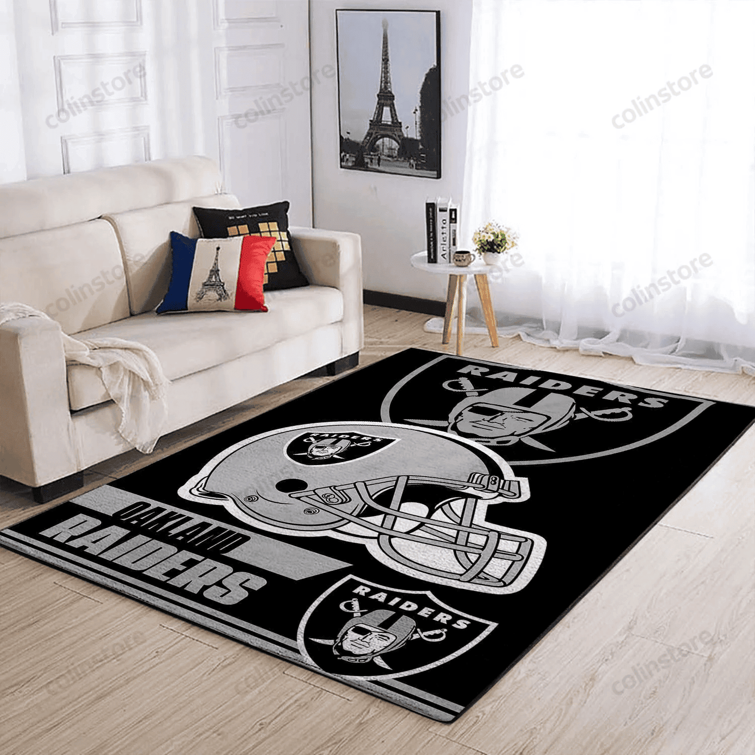 Oakland Raiders Team Logo Helmet Nice Gift Rectangle Area Rug – Full Print Carpet For Living Room & Bedroom Home Decor