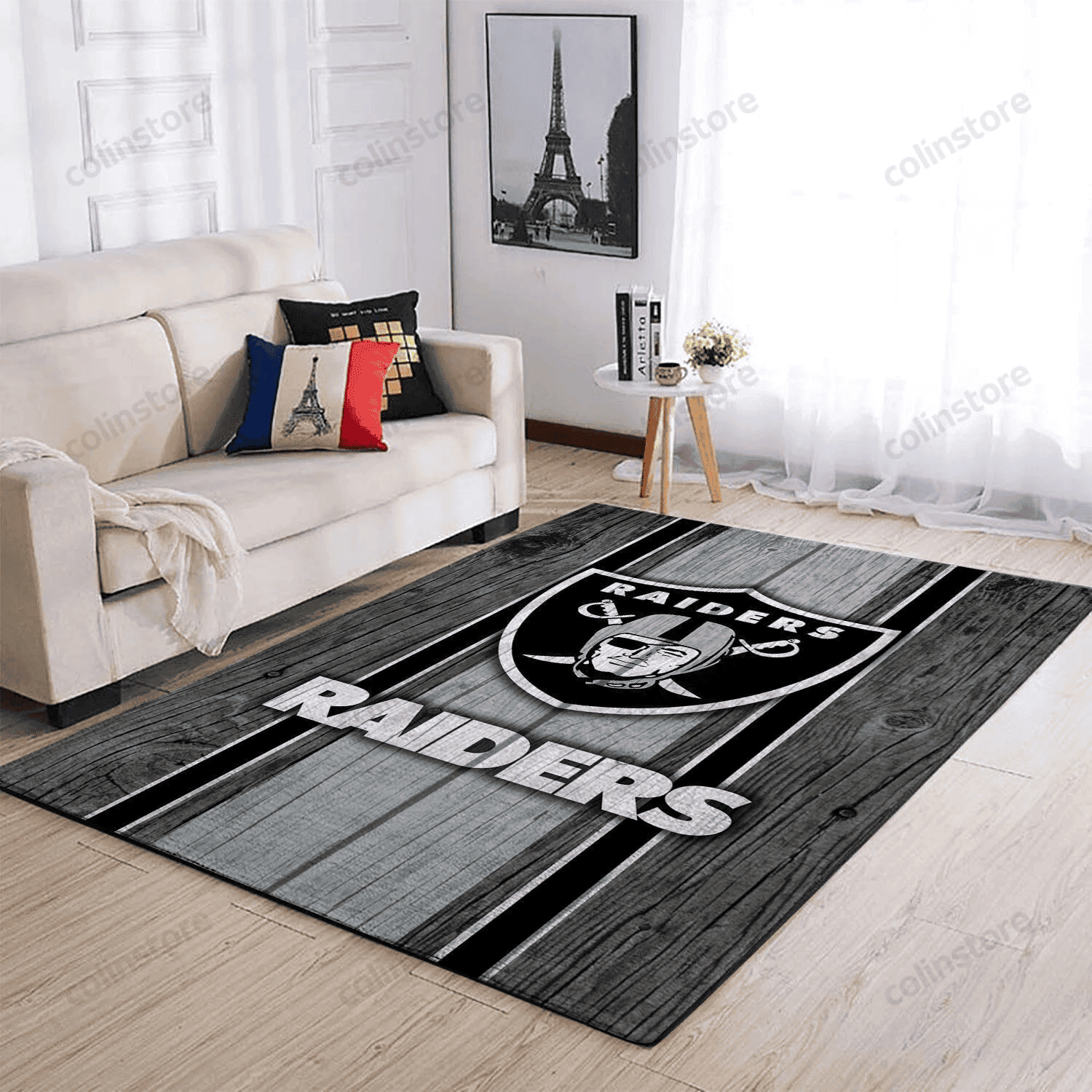 Oakland Raiders Team Logo Rectangle Area Rug – Full Print Carpet For Living Room & Bedroom Home Decor