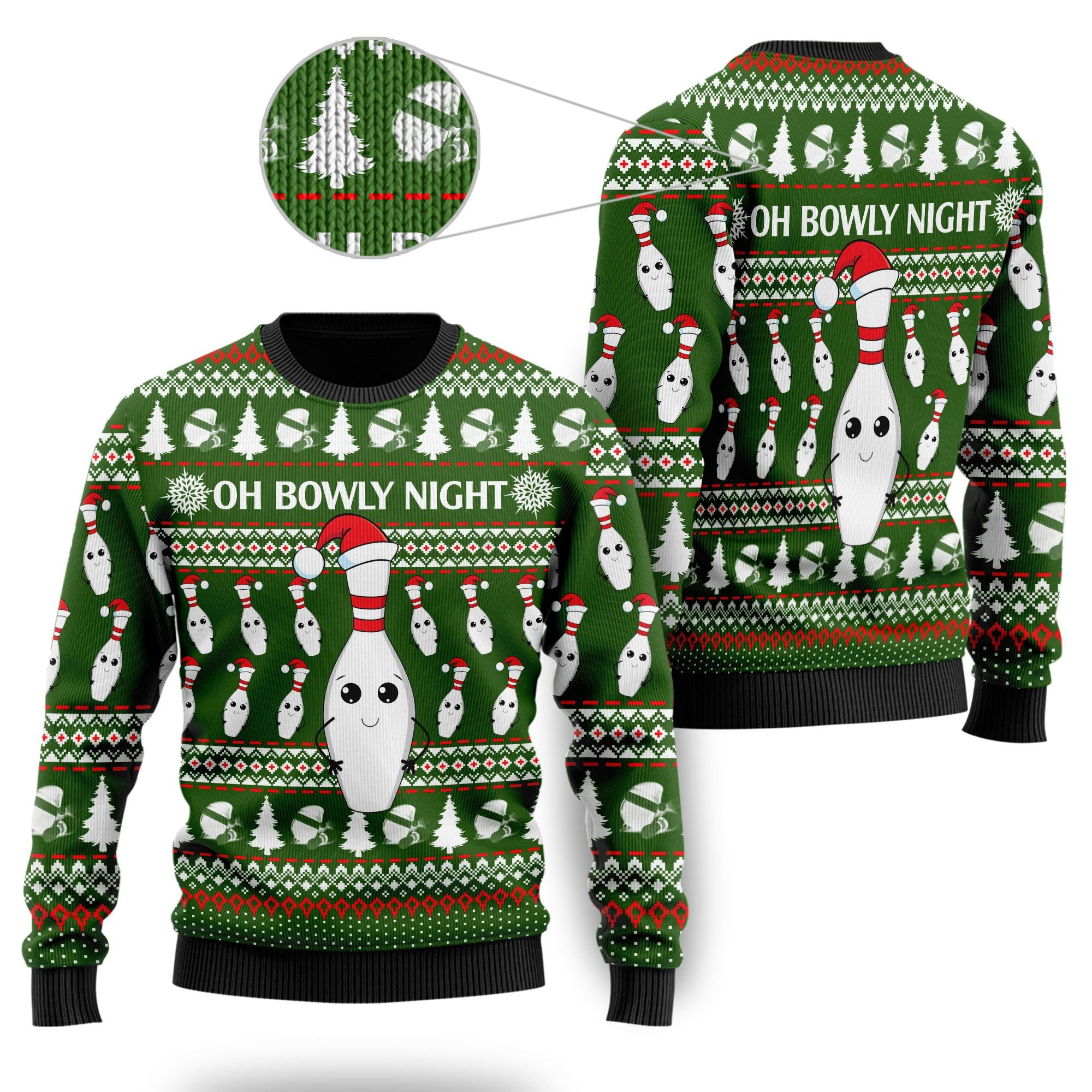 Oh Bowly Night With Christmas Patterns For Bowling And Sport Lovers Ugly Christmas Sweater, Perfect Holiday Gift