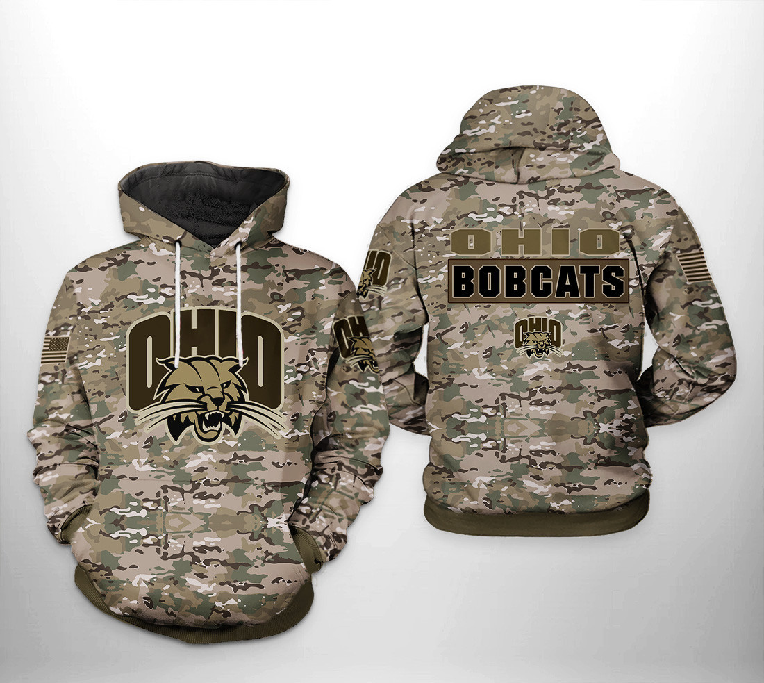 Ohio Bobcats NCAA Camo Veteran 3D All Over Print Hoodie & Zip Hoodie