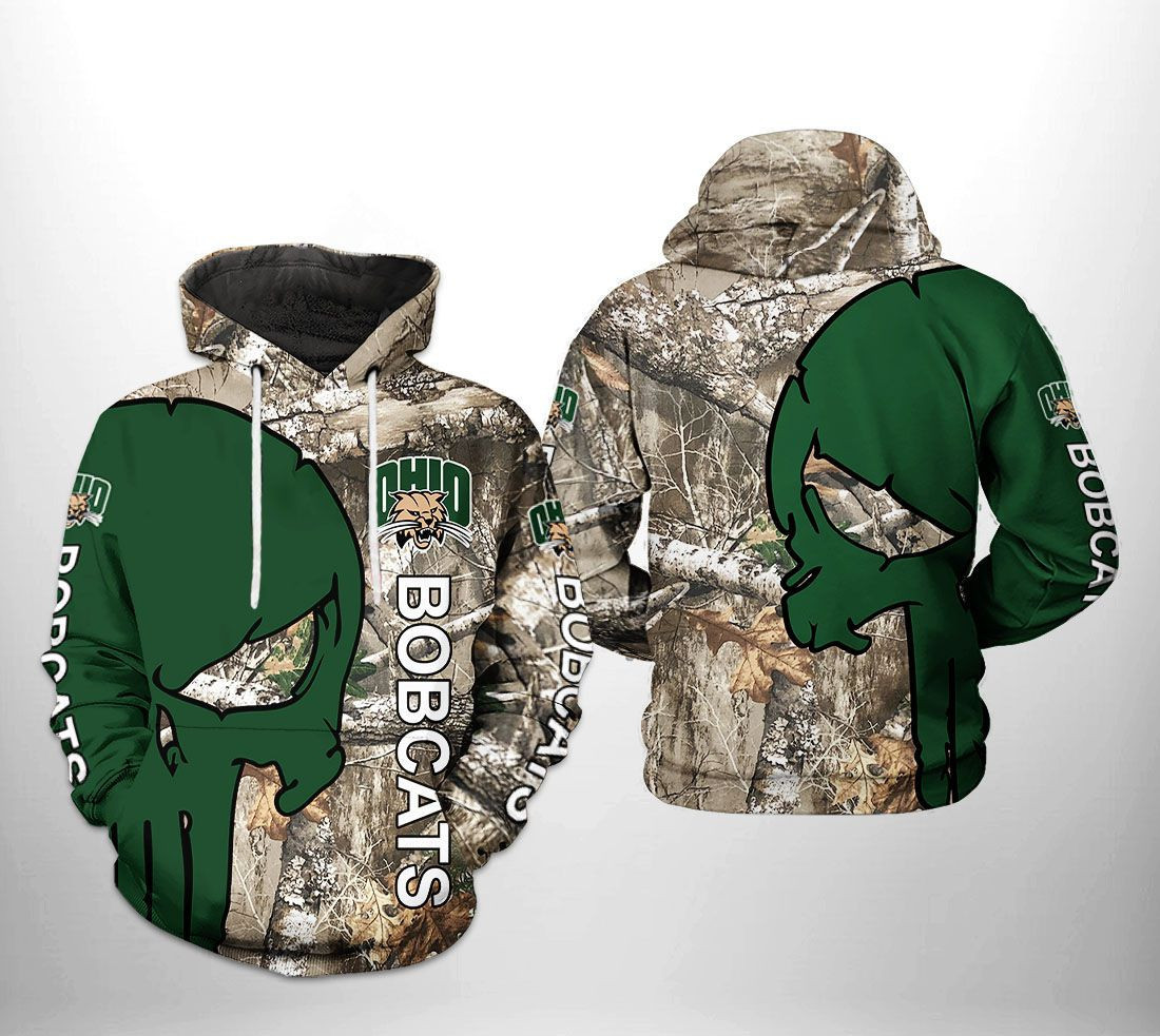 Ohio Bobcats NCAA Camo Veteran Hunting 3D All Over Print Hoodie & Zip Hoodie