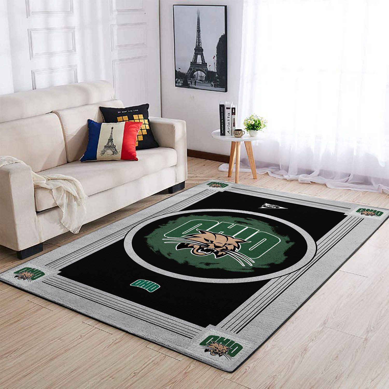 Ohio Bobcats Team Logo Nice Gift Rectangle Area Rug – Full Print Carpet For Living Room & Bedroom Home Decor