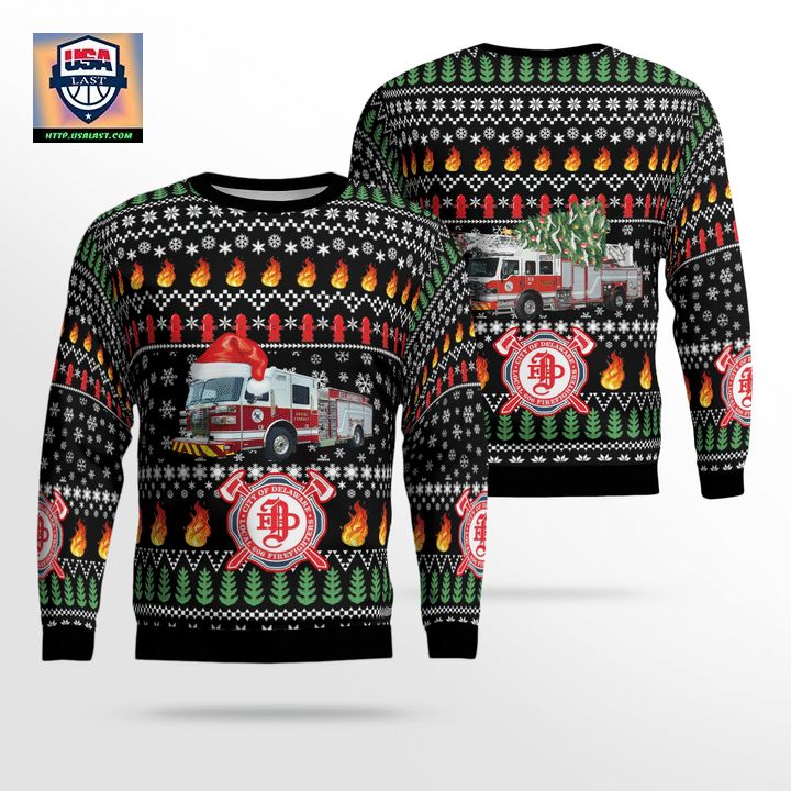 Ohio City Of Delaware Fire Department Christmas Sweater 3D