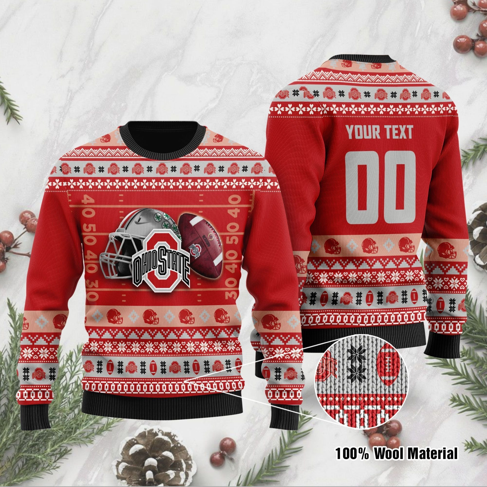 Ohio State Buckeyes Custom Name & Number Personalized Ugly Christmas Sweater, Perfect Holiday Gift