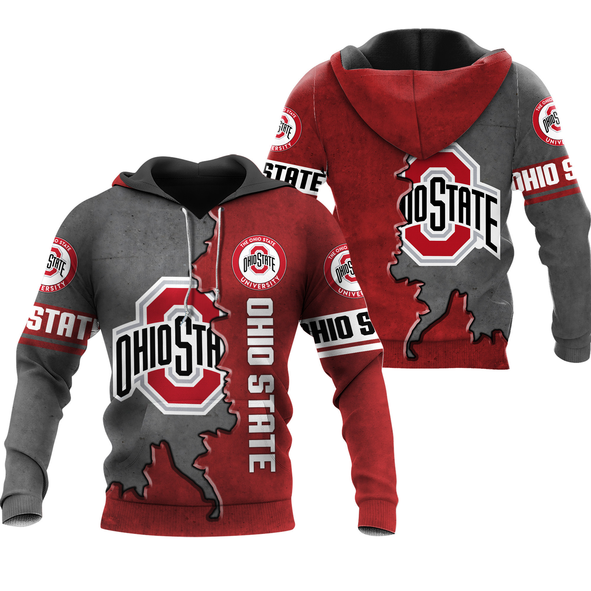 Ohio State Buckeyes Footballs 3D All Over Print Hoodie & Zip Hoodie