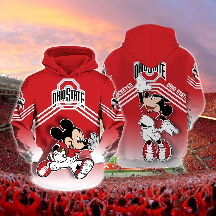 Ohio State Buckeyes Mickey 3D All Over Print Hoodie & Zip Hoodie