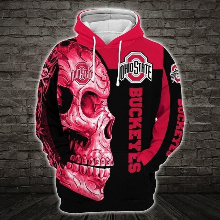 Ohio State Buckeyes Skull 3D All Over Print Hoodie & Zip Hoodie